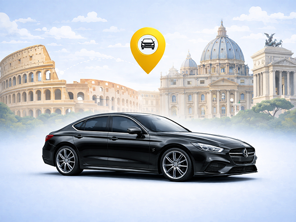 Trasporto auto per ospiti villa lusso zona Vaticano Roma da e per aeroporto
